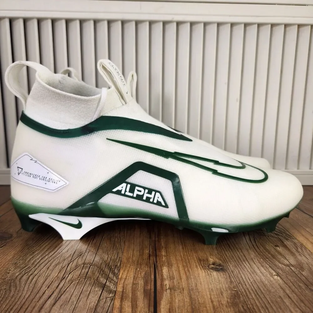 Nike Alpha Menace Elite 3 Mens Size 14 White Green Football Cleats DM1792-103